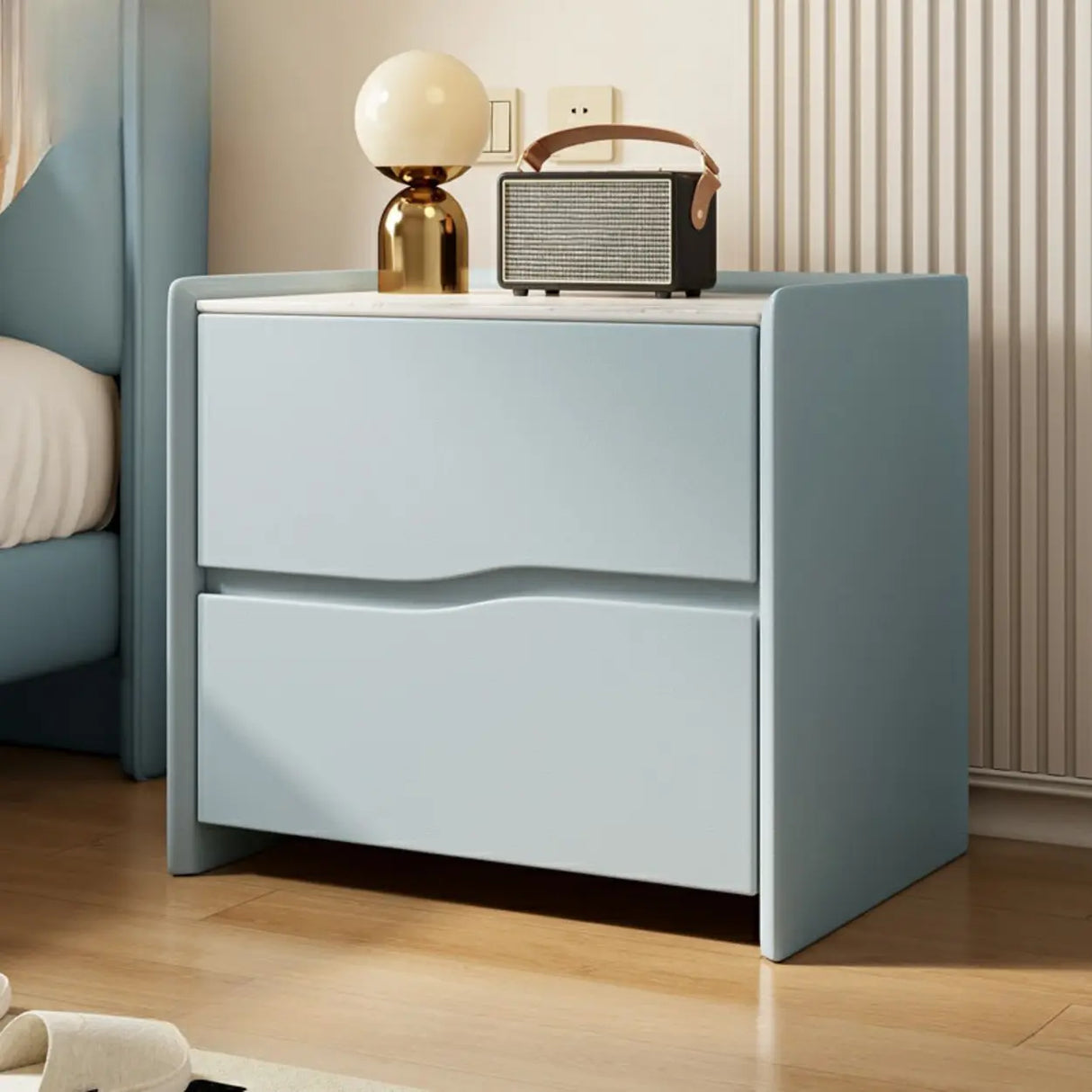 Distressed Finish Stone Countertop Kids Nightstand Image - 7