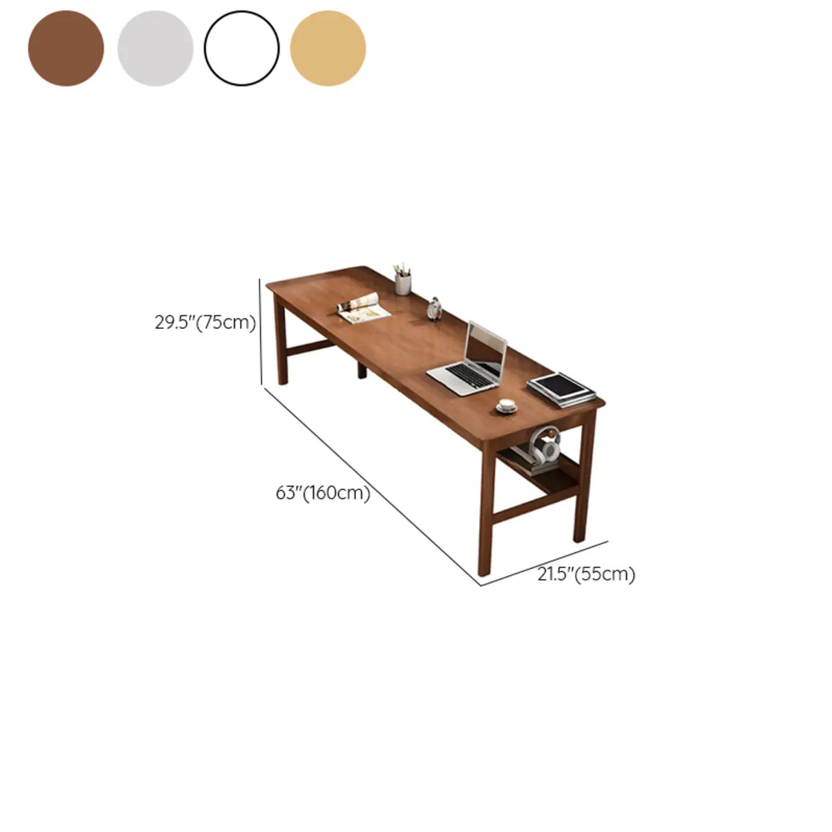 Double Auburn Wooden Desk with Storage 