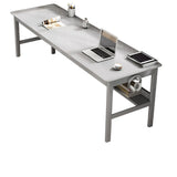 Double Auburn Wooden Desk with Storage Image - 2