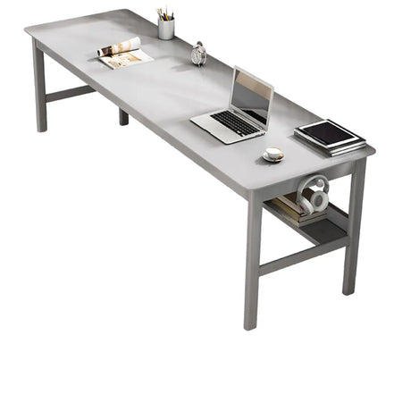 Double Auburn Wooden Desk with Storage Image - 2