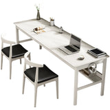 Double Auburn Wooden Desk with Storage Image - 4