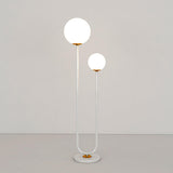 Double Globe and U-Shaped Modern Red Floor Light Image - 11