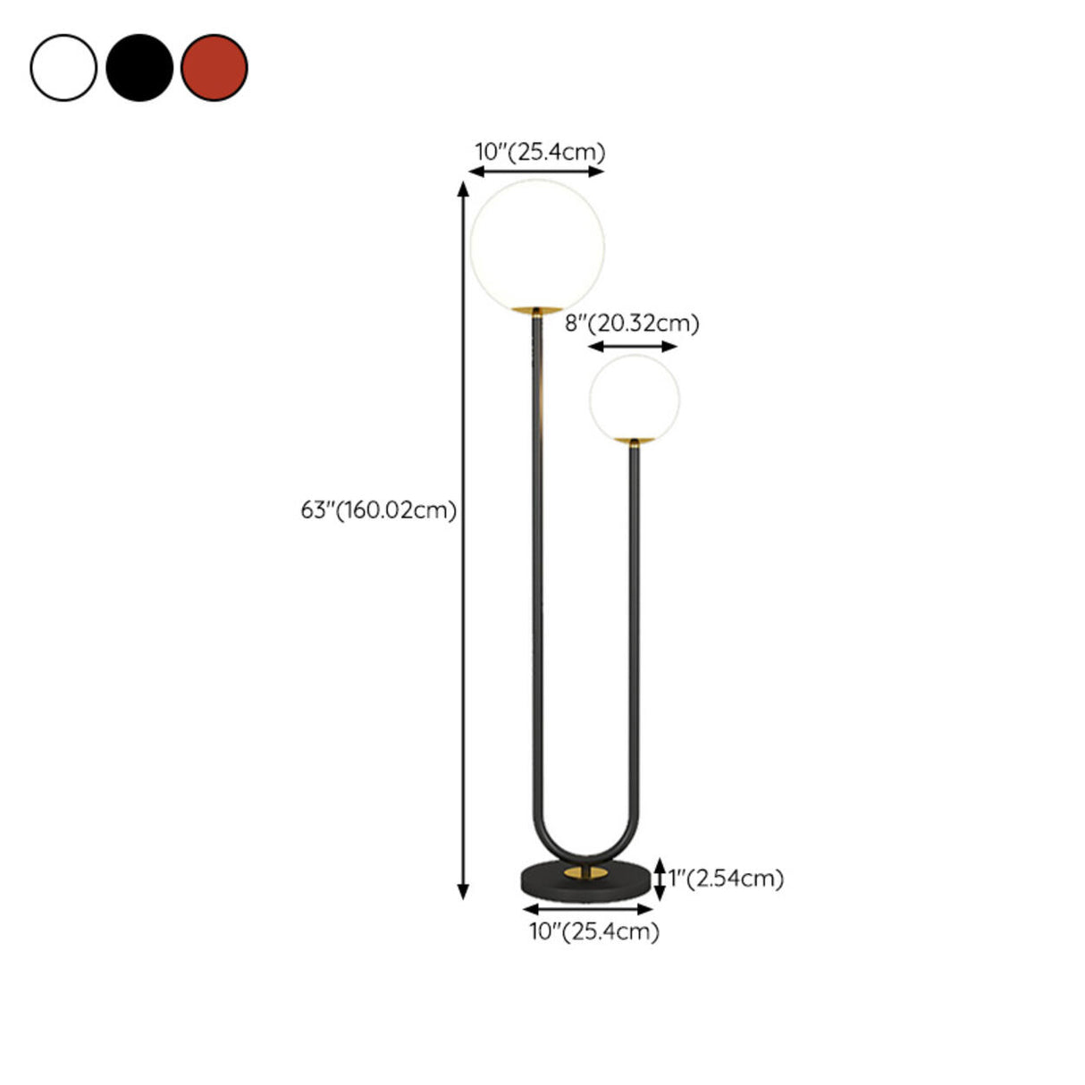 Double Globe and U-Shaped Modern Red Floor Light 