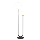Double Globe and U-Shaped Modern Red Floor Light Image - 8