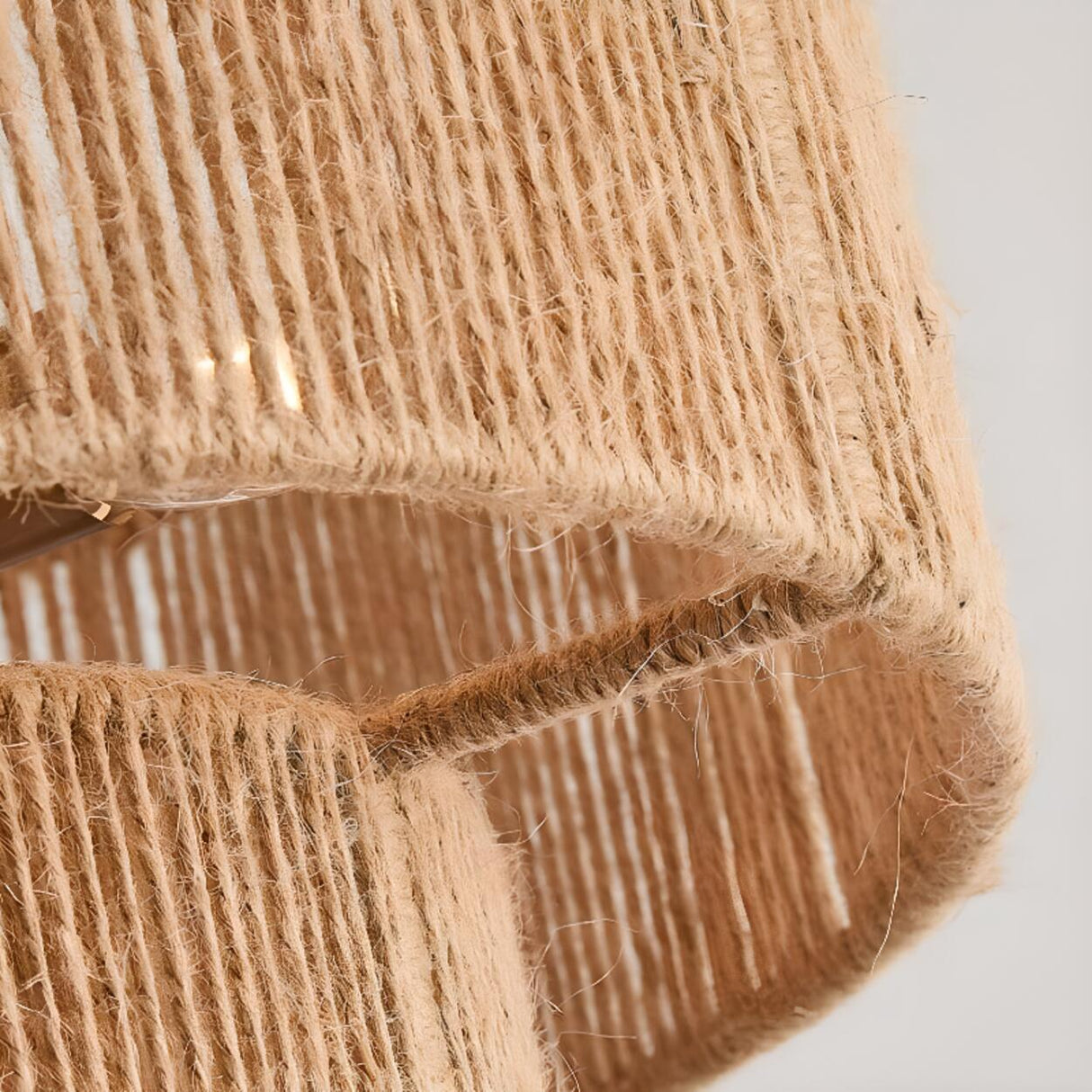 Double Layer Gold Cylinder Rope Semi-Flush Mount Light Image - 6