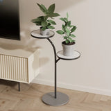 Double Layer Round Tray Branch Plant Stand Gold-White Image - 24