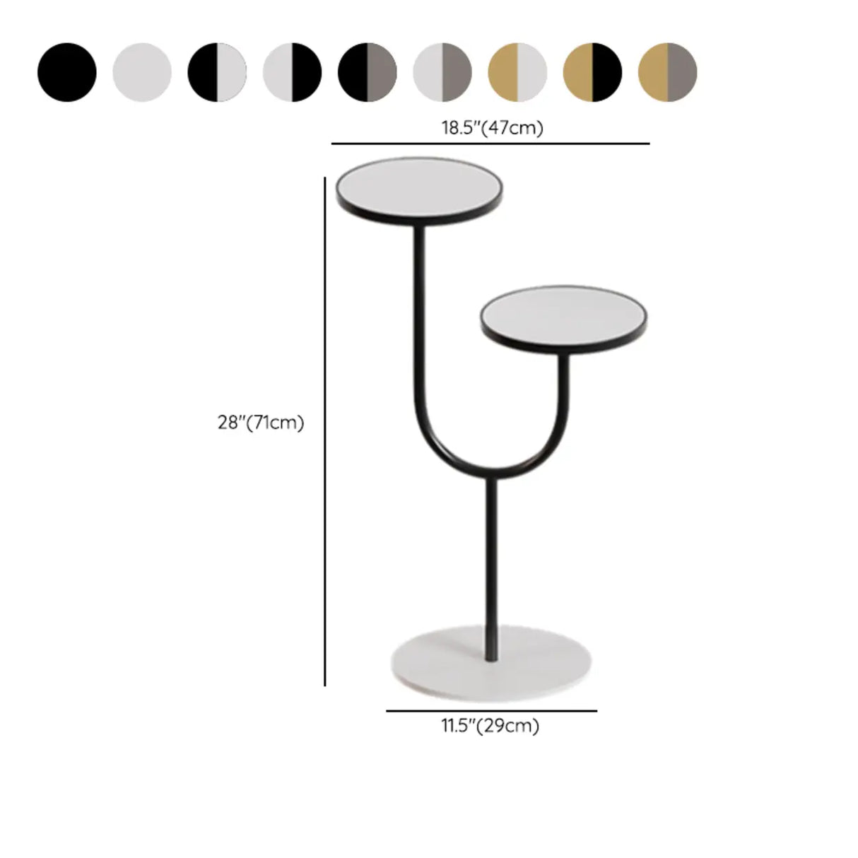 Double Layer Round Tray Branch Plant Stand Gold-White 