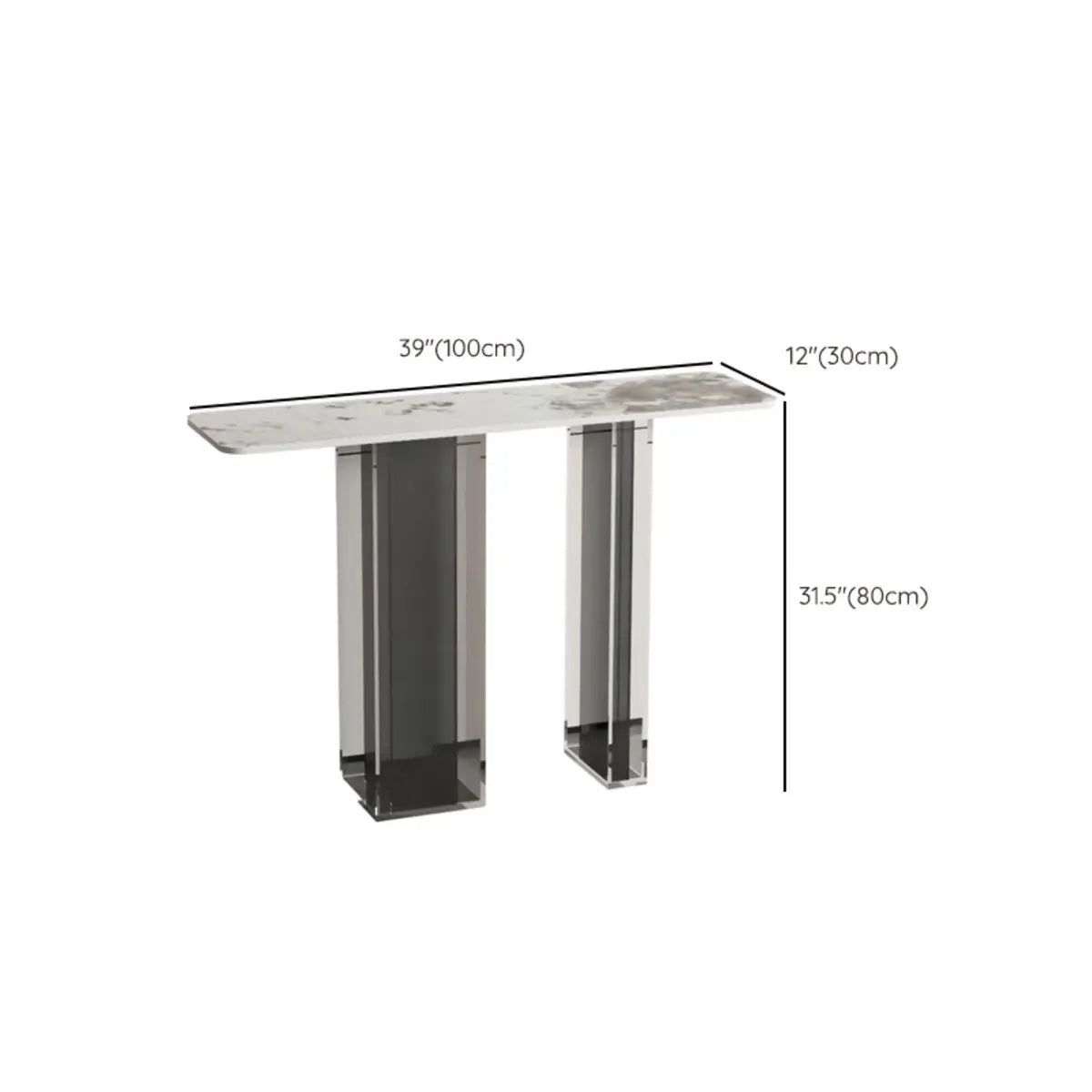 Double Pedestal Rectangle White Marble Top Console Table Image - 10