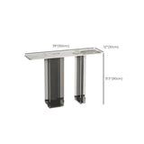 Double Pedestal Rectangle White Marble Top Console Table Image - 10