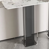 Double Pedestal Rectangle White Marble Top Console Table Image - 3
