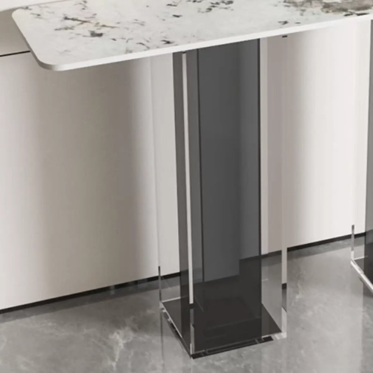 Double Pedestal Rectangle White Marble Top Console Table Image - 3