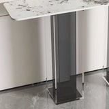 Double Pedestal Rectangle White Marble Top Console Table Image - 3