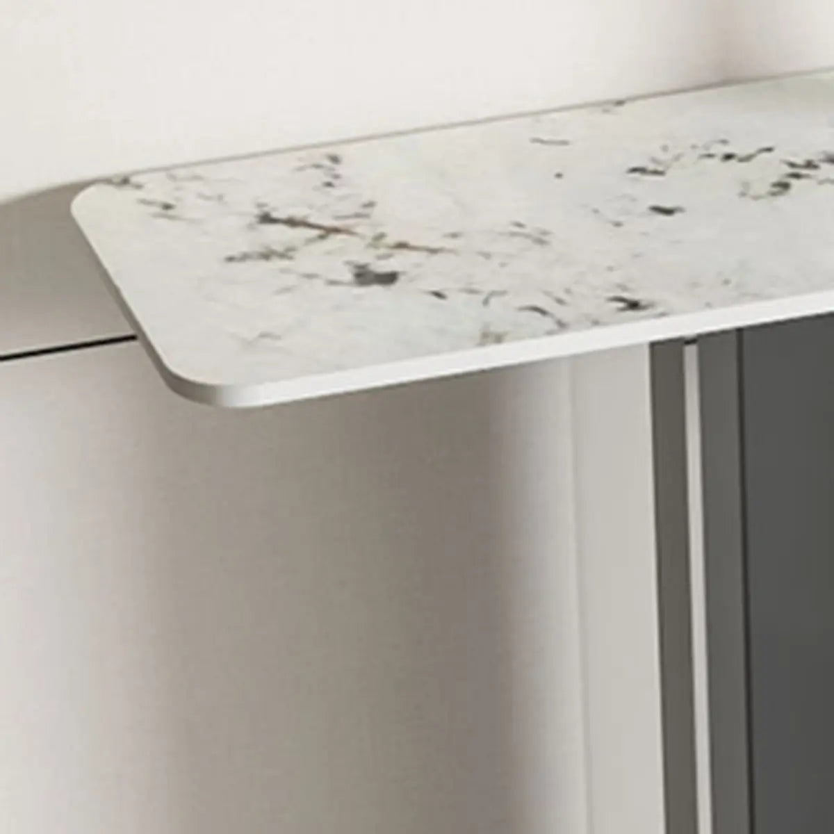 Double Pedestal Rectangle White Marble Top Console Table Image - 4