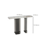 Double Pedestal Rectangle White Marble Top Console Table #size