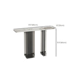 Double Pedestal Rectangle White Marble Top Console Table #size