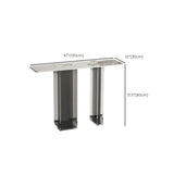 Double Pedestal Rectangle White Marble Top Console Table Image - 8