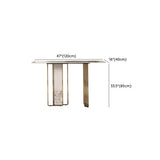 Double Pedestal Sintered Stone Gold Metal Console Table #size