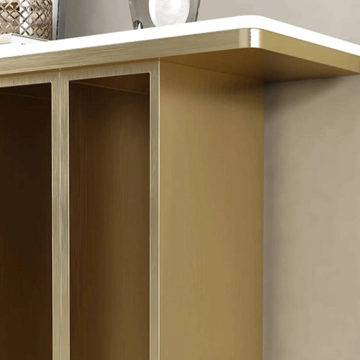 Double Pedestal Stone-Gold Entry Hall Console Table Image - 6