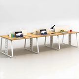 Double Pedestal Timber Beige Twin Storage Office Desk Set Image - 14