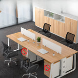 Double Pedestal Timber Beige Twin Storage Office Desk Set Image - 16