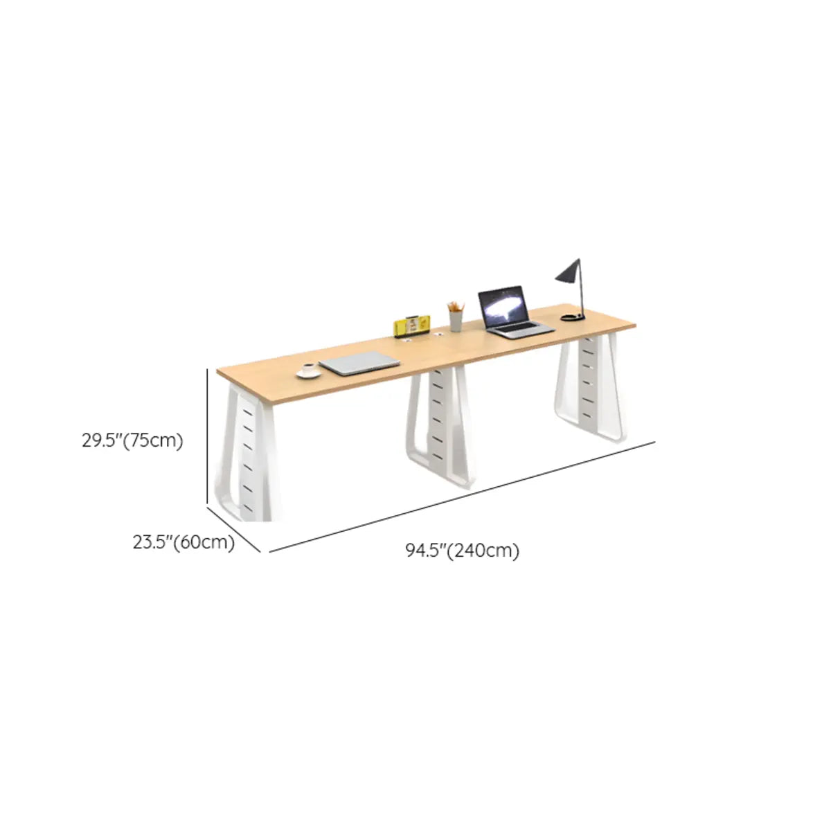 Double Pedestal Timber Beige Twin Storage Office Desk Set Image - 19
