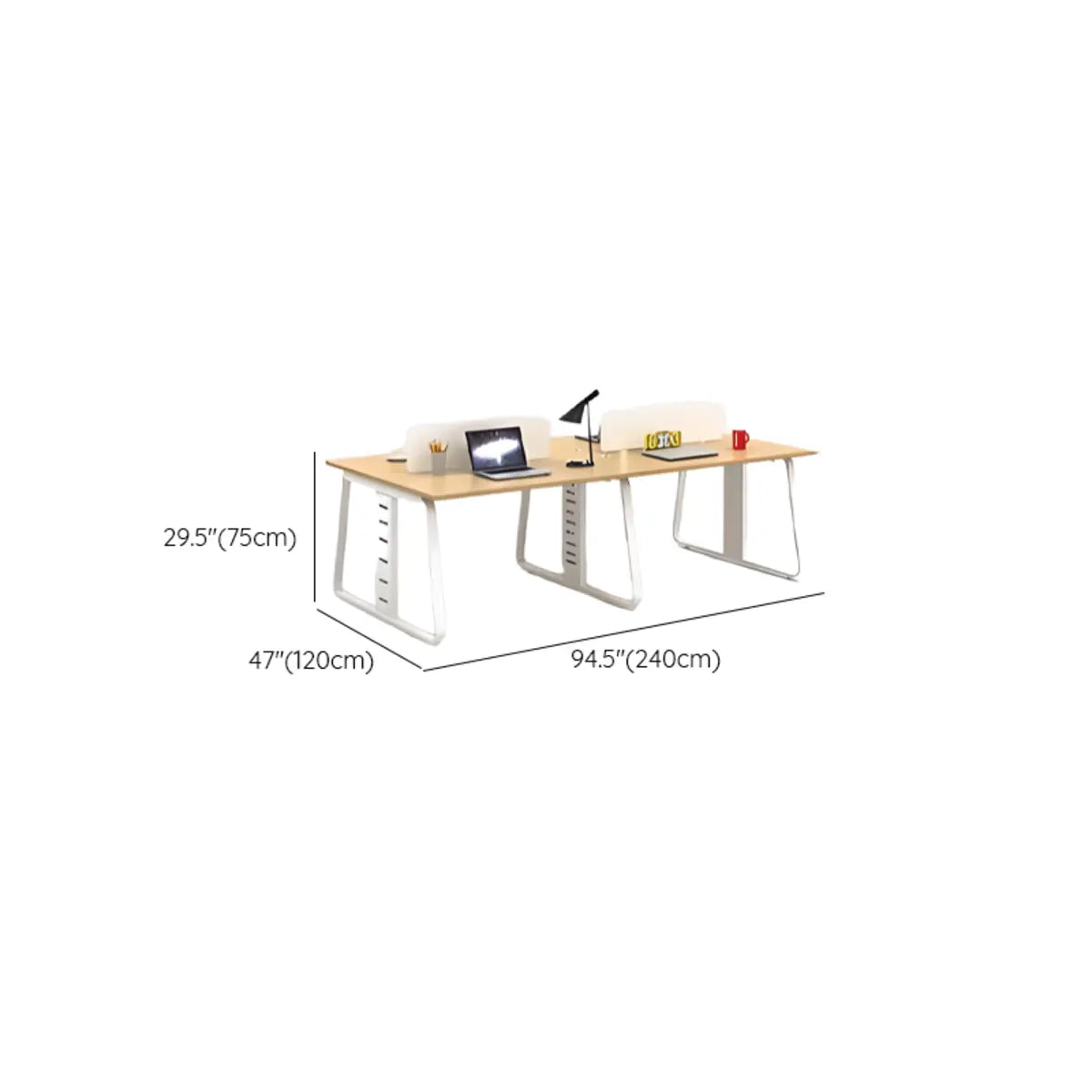 Double Pedestal Timber Beige Twin Storage Office Desk Set Image - 21