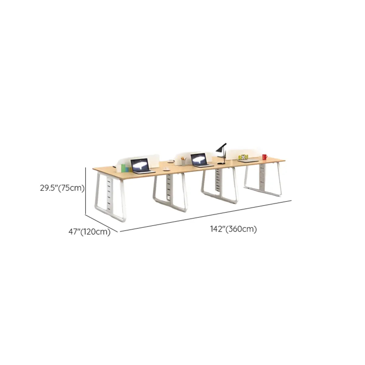 Double Pedestal Timber Beige Twin Storage Office Desk Set Image - 22