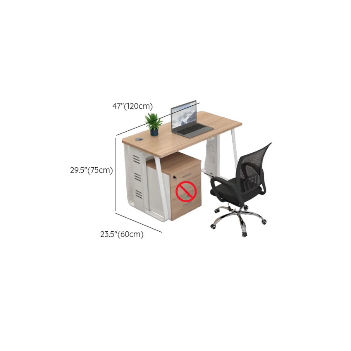Double Pedestal Timber Beige Twin Storage Office Desk Set Image - 23