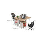 Double Pedestal Timber Beige Twin Storage Office Desk Set Image - 26