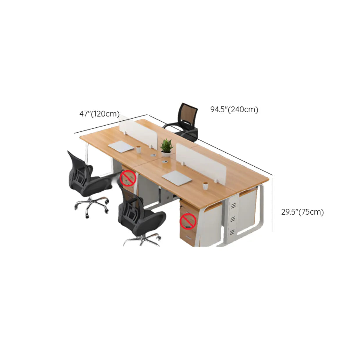 Double Pedestal Timber Beige Twin Storage Office Desk Set Image - 27