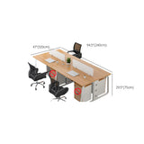 Double Pedestal Timber Beige Twin Storage Office Desk Set Image - 27