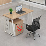 Double Pedestal Timber Beige Twin Storage Office Desk Set Image - 3