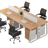 Double Pedestal Timber Beige Twin Storage Office Desk Set Image - 5