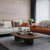 Double Pedestal Wooden Rectangular Top Coffee Table Image - 1