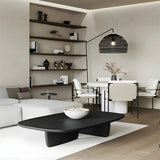 Double Pedestal Wooden Rectangular Top Coffee Table Image - 3