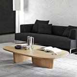 Double Pedestal Wooden Rectangular Top Coffee Table Image - 4