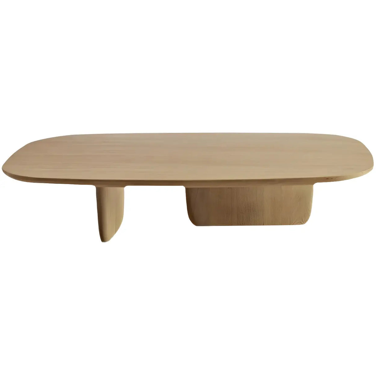 Double Pedestal Wooden Rectangular Top Coffee Table Image - 5