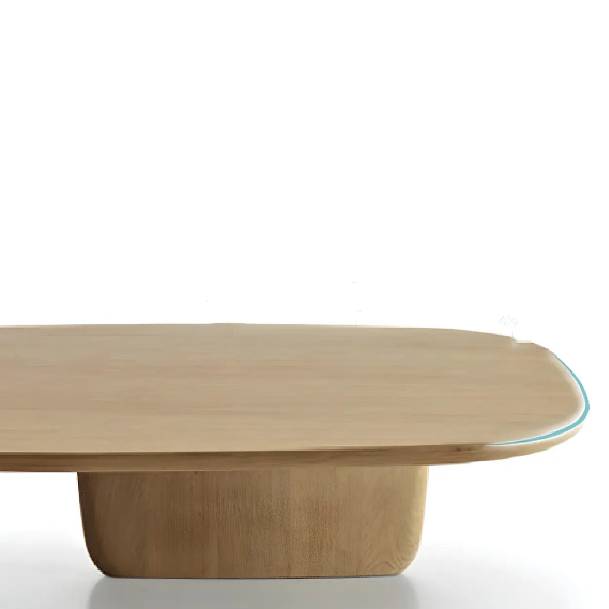 Double Pedestal Wooden Rectangular Top Coffee Table Image - 6