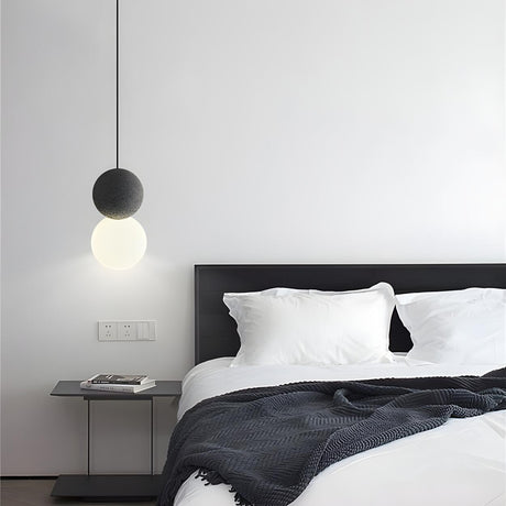 Double Sphere Modern Stone and Glass Pendant Light Image - 1