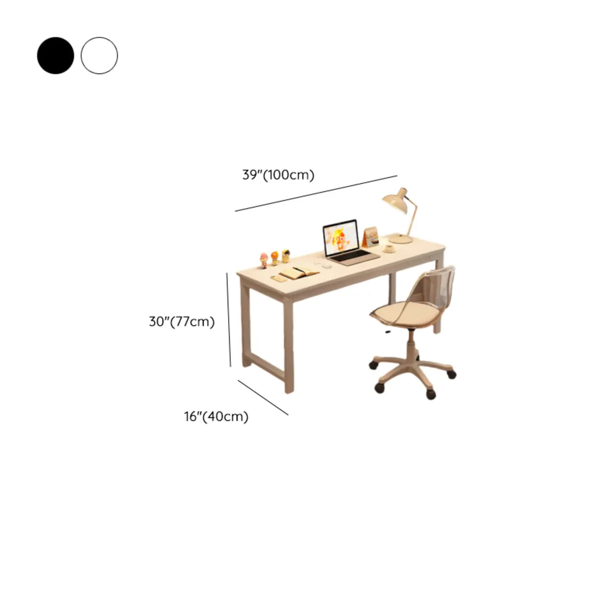 Double White Wooden Writing Desk with Storage Image - 12