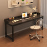 Double White Wooden Writing Desk with Storage Image - 3
