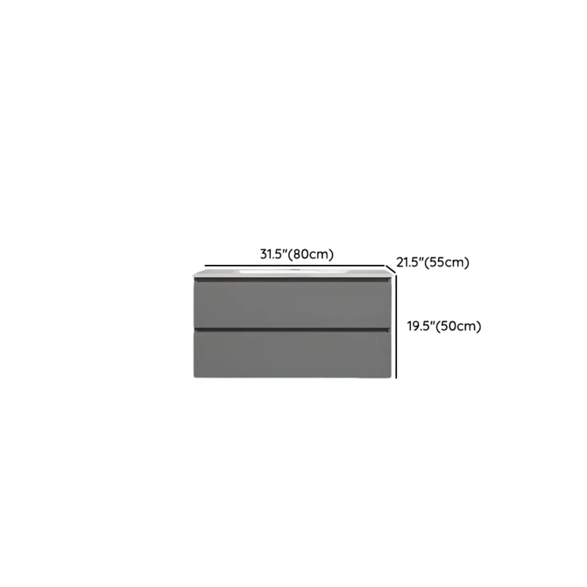 Dove Grey Wall Mounted Bathroom Vanity with Stone Top Image - 14