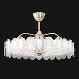 Downrod Gold Plastic Clear 3 Blades Ceiling Fan Light Image - 7