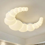 Dreamy White Crescent Resin Flush Mount Ceiling Light Image - 10