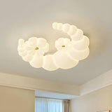 Dreamy White Crescent Resin Flush Mount Ceiling Light Image - 11