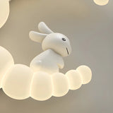 Dreamy White Crescent Resin Flush Mount Ceiling Light Image - 12