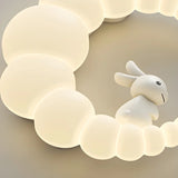 Dreamy White Crescent Resin Flush Mount Ceiling Light Image - 13