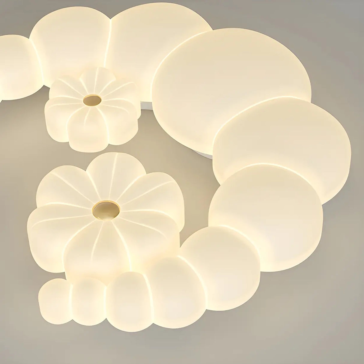 Dreamy White Crescent Resin Flush Mount Ceiling Light Image - 14