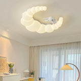 Dreamy White Crescent Resin Flush Mount Ceiling Light Image - 15