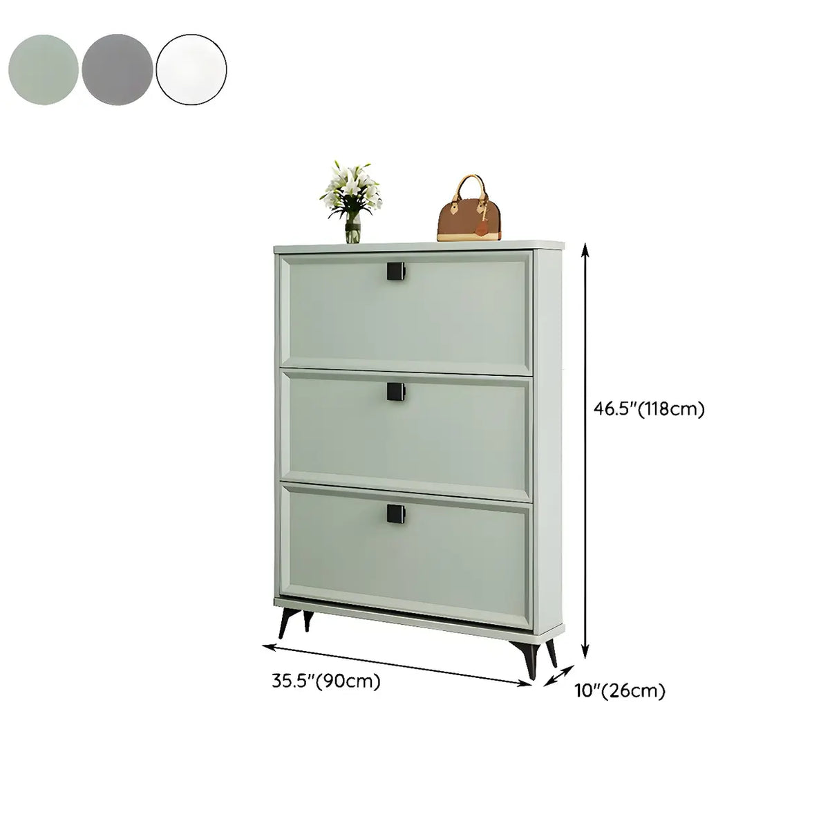 Drop Front Adjustable Wood Entryway Gray Medium Shoe Cabinet Image - 23